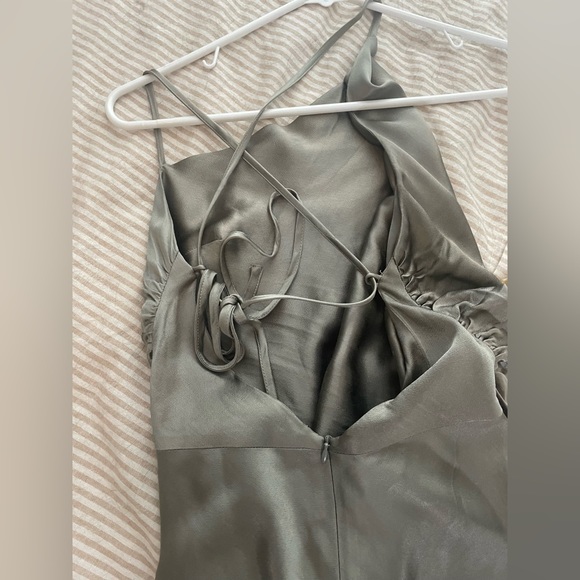 Shona Joy La Lune Asymmetrical Bias Cowl Midi Dress Sage/ Green Silk/ Adjustable - Picture 11 of 16